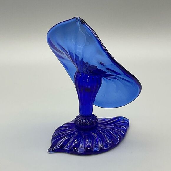 Jack in the Pulpit Vintage Cobalt Blue Studio Art Glass Signed J Deanda - Picture 9 of 12